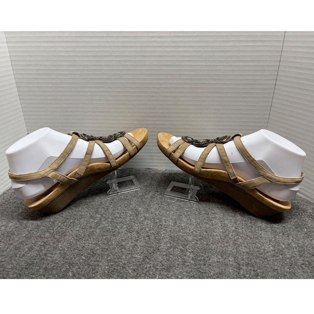 Rockport Cobb Hill Khari Khaki Leather Beaded Wedge Sandals 8N CCK02KHN - Picture 3 of 9